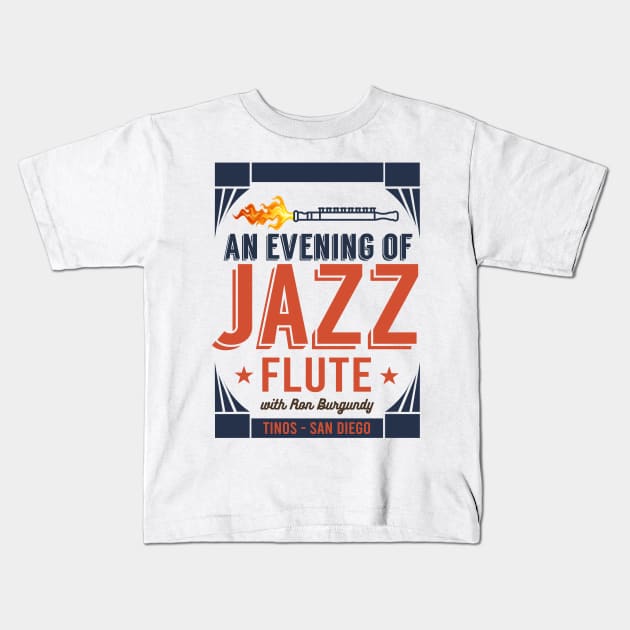 Ron Burgundy's Evening of Jazz Flute Kids T-Shirt by Meta Cortex